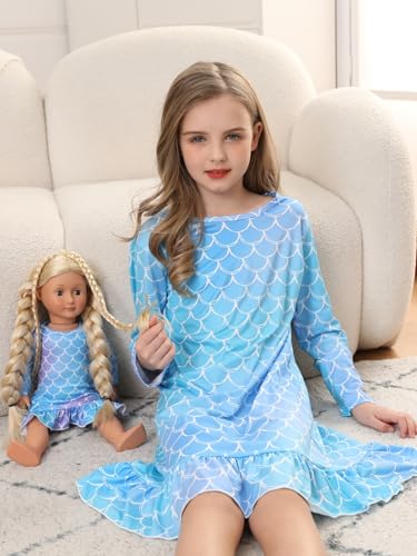 Bow Dream Toddler Girls Casual Dress and Matching American Girl Doll Clothes for Girls Cute Cartoon Kids Dress2