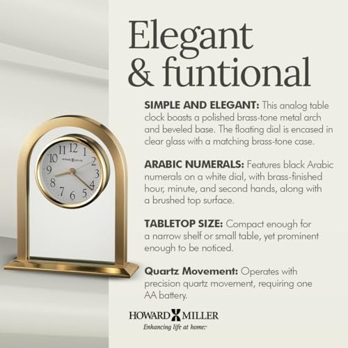 Howard Miller Imperial Brass Quartz Table Clock – Polished Finish, Glass Face – Mantel Clock for Home or Office, Gift for Wedding, Anniversary - Image 3