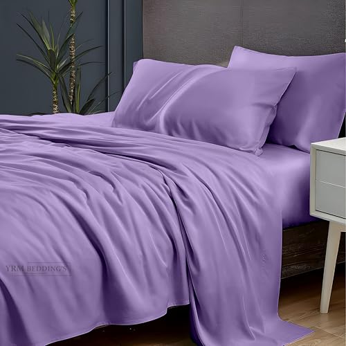 Image of YRM Bedding's 600TC Egyptian Cotton Bedsheet (66x90) with 1-Pillow Covers (18x28) | Oeko-Tex Certified Top Selling 100% Cotton Twin Size Bedsheet with Pillow Cover | Levender