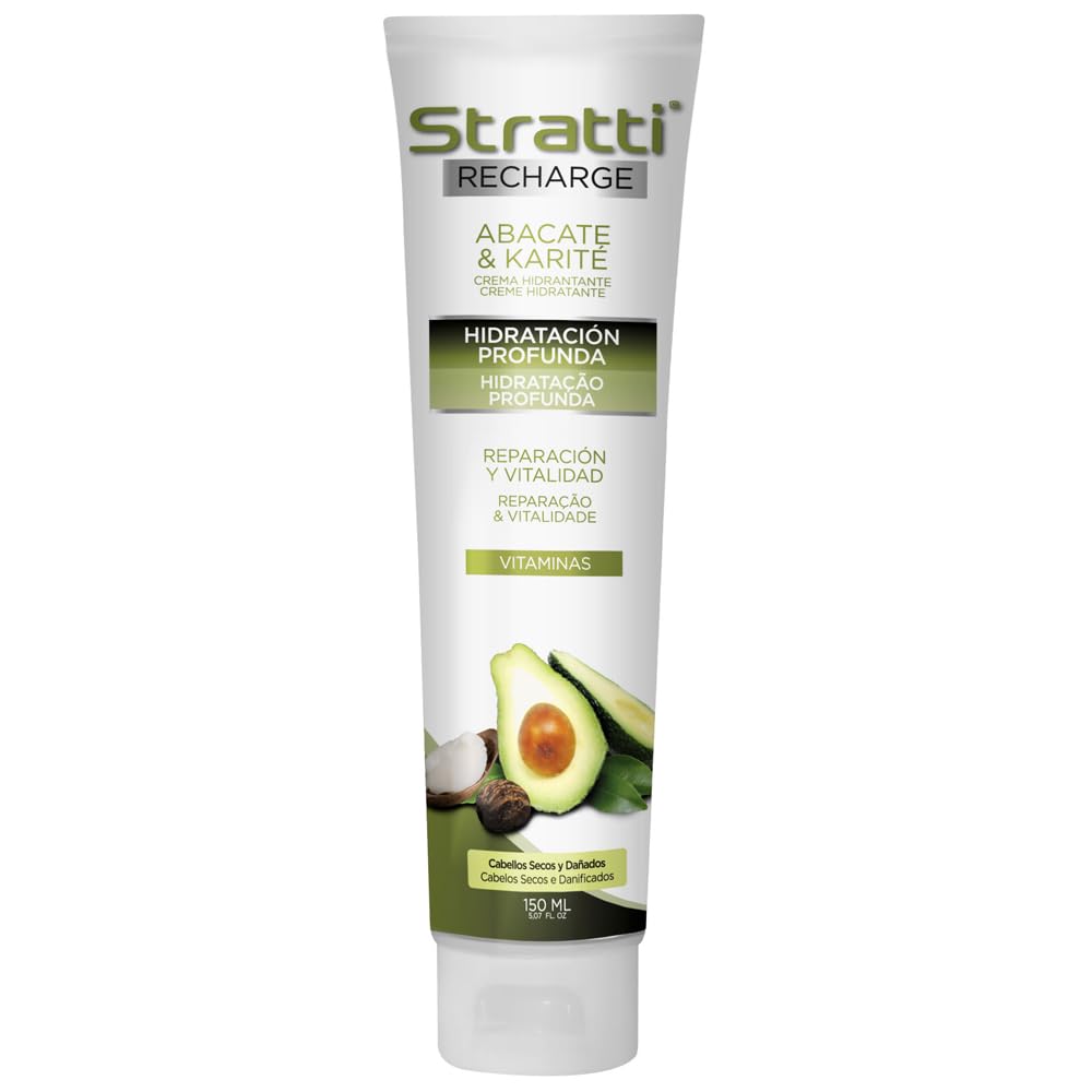 Pack Mantenimiento Stratti Aguacate & Keratina con Manteca de Karité 6 productos - Champú sin sal + Mascarilla + Acondicionador + Crema de Peinar + Carga de tratamiento + Gorra térmica