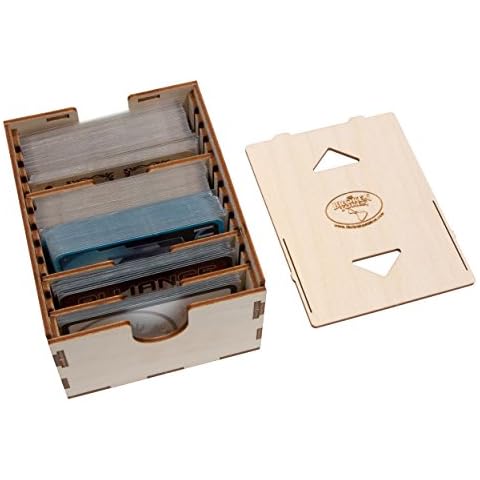 The Broken Token Case for Standard and European Size Cards - Wood Card Case with Four Adjustable Dividers Cover