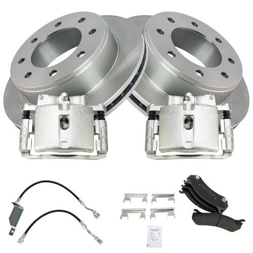 Image of TRQ Rear Brake Pad & Rotor Kit Semi-Metallic Compatible with 2002-2003 Chevrolet Silverado 2500 Silverado 2500 HD GMC Sierra 2500 Sierra 2500 HD