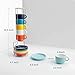 Sweese 404.002 Porcelain Stackable Espresso Cups with Saucers and Metal Stand - 2.5 Ounce for Specialty Coffee Drinks, Latte, Cafe Mocha and Tea - Set of 6, Hot Assorted Colors