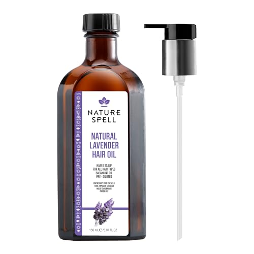 Nature Spell Lavender Oil for Hair & Scalp with Pump Dispenser, Pre-diluted Oil for Stronger Roots & Strands, Reduces Dandruff, For All Hair Types, Vegan, 150 ml