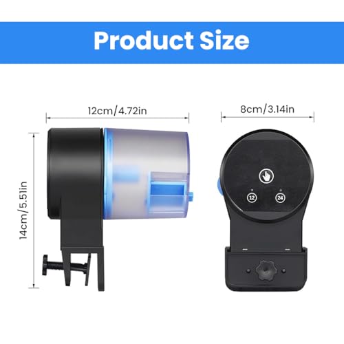 Image of ZIBUYU Automatic Fish Feeder for Aquarium 50g Capacity, Controlled Timed Fish Food Dispenser with Adjustable Settings, No Jam Portion-, Fish Tank Wall Mounted, Battery Operated(Without battery)