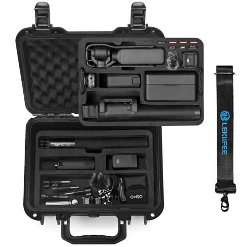 Lekufee Wodoodporny twardy futerał na DJI Osmo Pocket 4,Osmo Pocket 3,DJI Mic 3/Mini/2/Mic,Creator Combo,Power Expansion Combo,kamerą vlogową,kamerą sportową i akcesoriami (tylko etui)