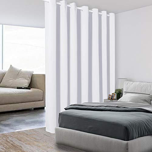 BONZER Room Divider Curtain Screen Partitions Total Privacy Wall Wide Blackout Curtains for Shared Room, 96L x 108W Inch (8L x 9W ft), 1 Panel, Greyish White