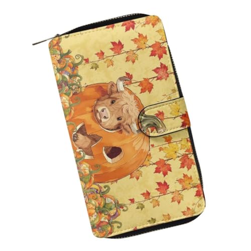 Image of COEQINE Ladies Wallets Pink Leopard Heart Black Printed Leather Phone Long Clutch Purses Check Coin Change Holder