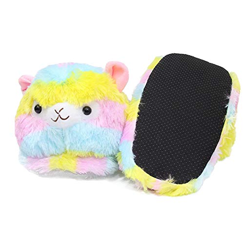 Rainbow Fluffy Alpaca Stuffed Animal Slippers Cute Plush Alpaca Slippers for Women3