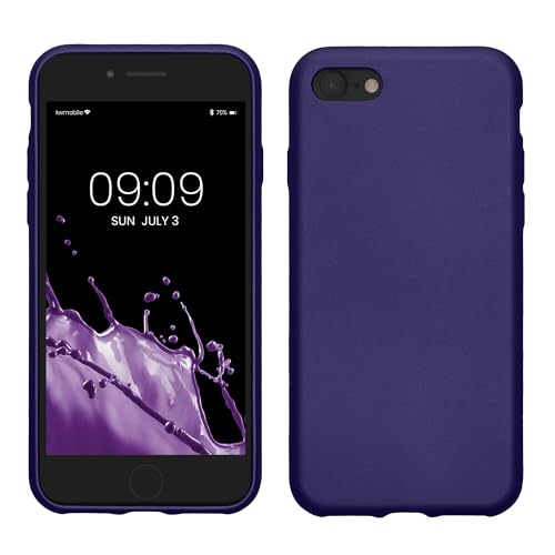 Image of kwmobile Case Compatible with Apple iPhone SE (2022) / iPhone SE (2020) / iPhone 8 / iPhone 7 Case - Soft Slim Metallic TPU Silicone Cover - Metallic Blue Violet