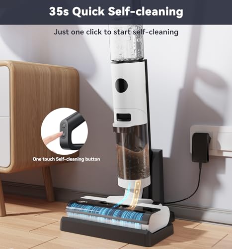 Image of JONR ED12 Wet Dry Vacuum Cleaner,Cordless Floor Cleaning Suitable for Combination of Hard Floor Vacuum Cleaner and Mop,one click self-cleaning,0.1 inch Edge Cleaning,Easy to Clean Dust,Spills,Pet Hair