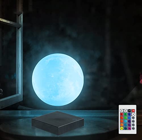 Levitating Moon Lamp, Azimom 16 Colors 5.9Inch Magnetic Floating Moon Lamp Spinning In Air Freely Dimming Timing 3D Night Light With Wooden Base For Office Bedroom Decoration #TOP9