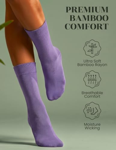 Image of Hugh Ugoli Womens Thin Soft Bamboo Dress Socks, Business, Crew, 3-6 Pairs