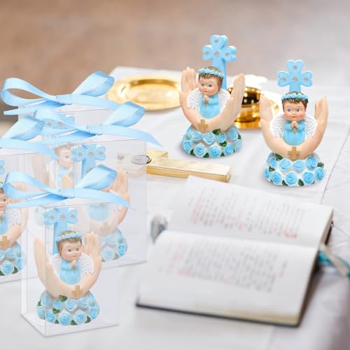 Set 24 figuras bebé Ángel bautizo en resina azul miniatura 4