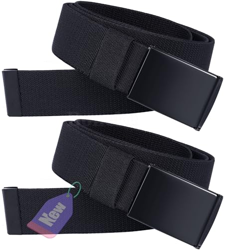 Boneke Elastischer Gürtel für Männer,2 Stücke Nylon Canvas Gürtel Casual Stretch Gürtel mit verstellbarer Metallschnalle, Unisex Gürtel für Arbeit und Outdoor Sport