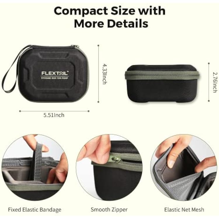 Flextailgear Tiny Air Pump Grey Bundle with Protective Organizer Mini Storage Box