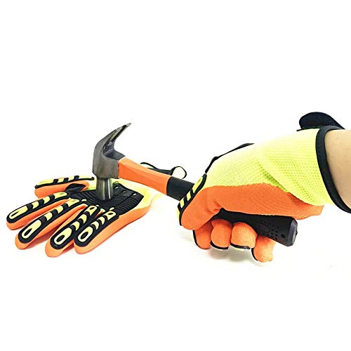 Rękawice robocze odporne na zużycie Rękawice robocze Poziom 5 Rękawice cięte Sandy Nitryl Powlekane Rękawice robocze Oilfield Oddychające (Color : Yellow, Size : XXL)