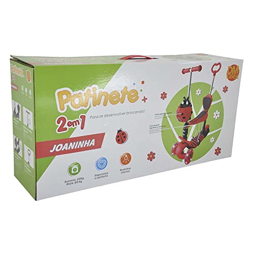 Patinete 2 em 1 Joaninha Rosa, DM Radical