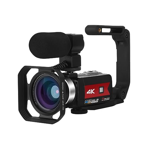 デジカメ フル 4K UHD ストリーミングビデオカメラデジタルカメラ 56MP 屋外 WIFI ビデオレコーダー Vlog IR ナイトビジョン 小型で持ち運びも簡単(No SD Card,Red)