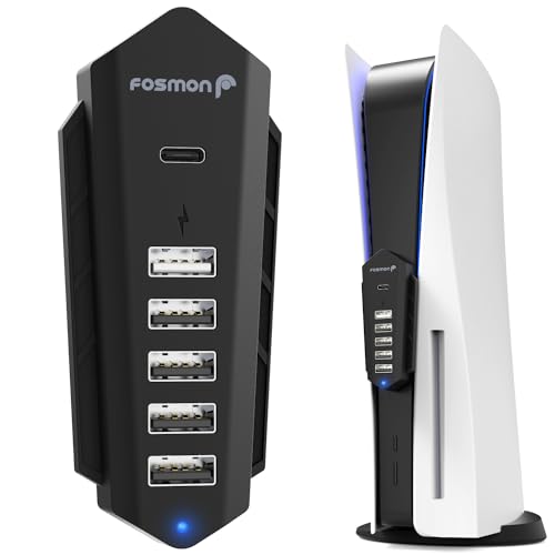 Image of 6-in-1 USB Hub Extender for PS5 Black by FosMon