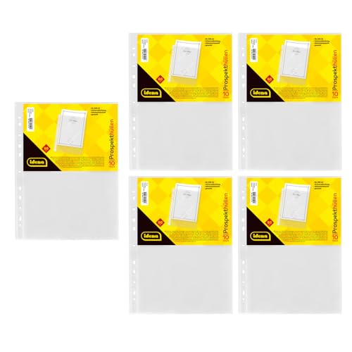 Idena 90372-50 Stück Klarsichthüllen A4 genarbt, Prospekthüllen aus Kunststoff 60µ, dokumentenecht, Klarsichtfolien mit Universallochung – Ansicht 1