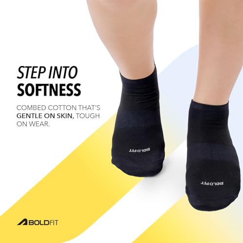 Image of Boldfit No Show Loafer & Ankle Socks for Men & Women Dry Fit Stretchable, Anti Odour & Moisture Absorbent Anti Slip Grip Sports & Gym Socks for Running, Walking & Everyday Wear, Multicolor, Pack of 3