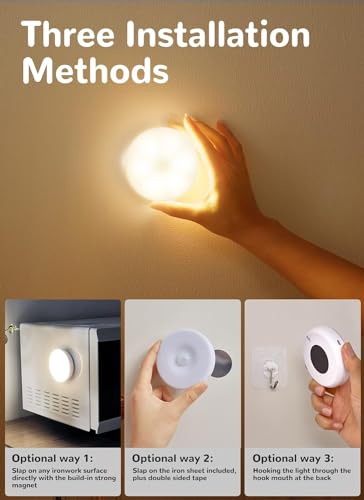 Image of Homelist 6 Pack Motion Sensor Light Indoor, Rechargeable Puck Lights, Wireless Battery Operated Night Light for Closet, Hallway, Stairs, Kitchen with 2 Color Temperatures
