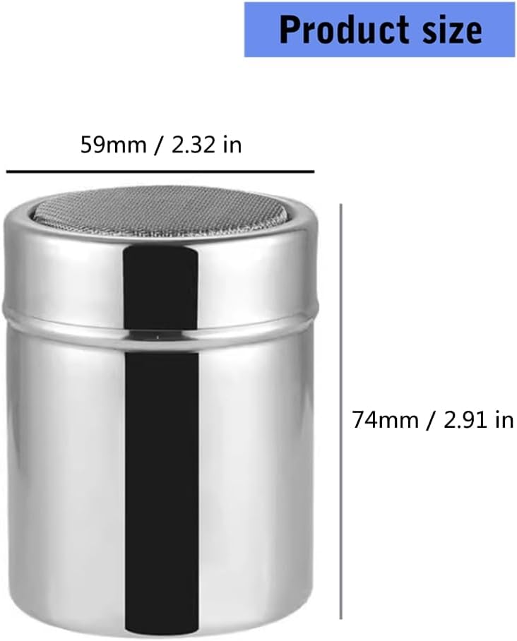 Stainless Steels Powdered Sugar Shaker with Lid For Professional Dusting Control
