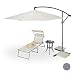 Produktbild Relaxdays Gartenschirm 3m Durchmesser, Stahlmast 45mm, stabile Rippen, Polyester, Neigefunktion, natur