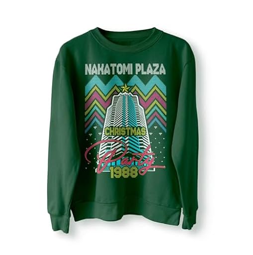 Sudadera navideña fea de la fiesta de Nakatomi Plaza 1988, suéter feo, sudadera navideña, divertida sudadera de Navidad de los 80 con temática de película de Die Bruce, verde oscuro, L | Ya disponible en tu tienda friki favorita! En mundofriki.es!