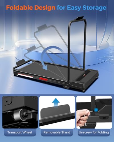 Image of AoraPulse Portable Foldable Treadmills for Home, Small Folding Treadmill for Home Office with 300 LBS Capacity, Walking Running Exercise Electric Compact Treadmill with LED Display