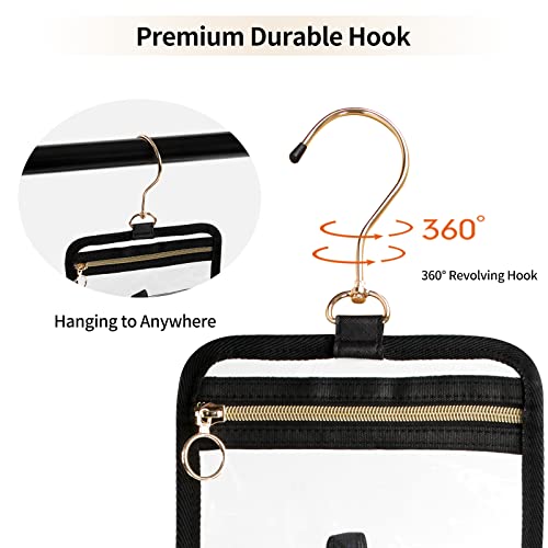 Cubetastic Clear Hanging Toiletry Bag For Men, 3 Compartment Travel Makeup Case Transparent Cosmetic Organizer Portable Make Up Pouch With Handle #TOP2