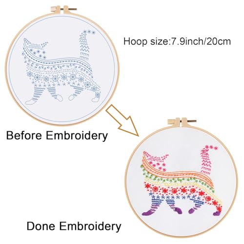 Image of Louise Maelys Cute Cat Embroidery Kit for Beginners Creative Set | Complete Set with Cross Stitch Kits for Adults to Explore DIY Crafts. Needlepoint Kit for Handmade Gifts and Creative Hobbies