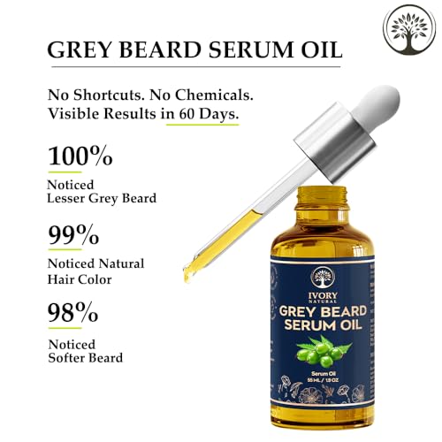 Image of Grey Beard Oil Serum (55 ml) - Helps in Reduces Greys & Restore Natural Black Beard Color | With All Natural Ingredients for All Beard Types