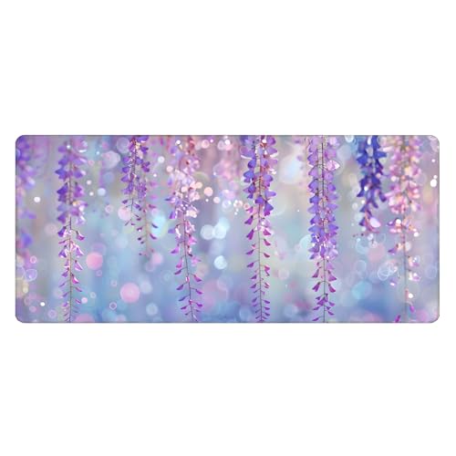 Image of Purple Pink Beaded Extended Gaming Mouse Pad, with Stitched Edges Large Mouse Pad Desk Protector, Rubber Base Mousepad Keyboard Mouses Mat for Work Game Office Home- 32 inch X 12 inch Inch