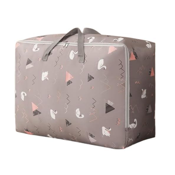 VANKALP Non-woven Extra Large Size Underbed Storage Bag | Waterproof Zippered Closure & Handle Cow Print | Rectangular (58 x 40 x 23 cm) (Light brown)-image-46