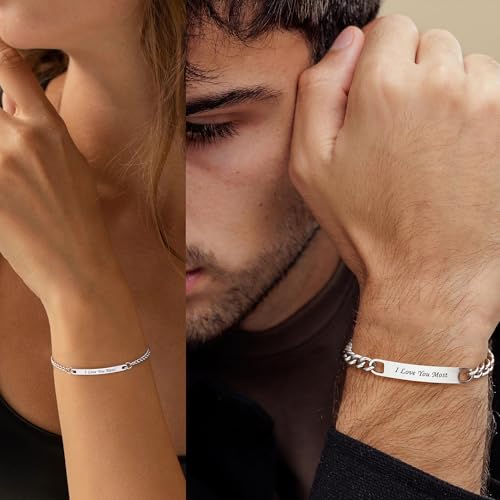Matching Bracelets, Couple Bracelet Anniversary Couple Gifts for Him and Her Boyfriend and Girlfriend Stainless Steel Relationship Bracelets Birthday Gifts for Her Wife Husband Anniversary Jewelry for Mom and Dad3