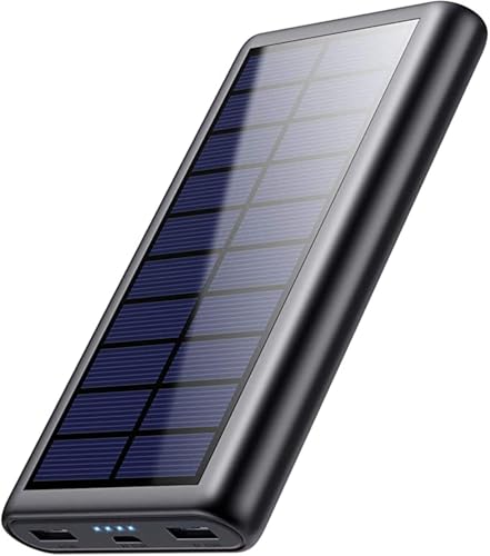 QTshine Solar Powerbank 26800mAh, USB C Power Bank Tragbares Solarladegerät,