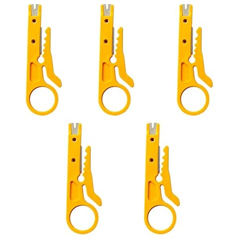 5 Pcs Mini Wire Stripper Knife Pliers Crimping Tool Cable Cutter Non Slip Mini Multifunction Portable Manual Wire Stripper for Network Wire Cable Cover