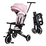 Xplor Kids Trike Foldable Compact Portable Tricycle Toddler With Parent Handles 8 in 1 Design Ages 10m - 5y | For Your Little One | (Xplor, Pink)