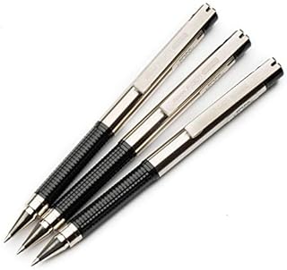 Zebra F-301 Compact Stainless Steel Ballpoint Pens - 0.7mm Fine - Blue Ink - Pack fo 3