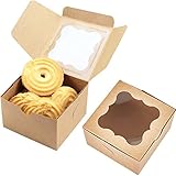 JOERSH 4x4x2.5 Inches Cookie Boxes for Packaging 50 Pack Dessert Boxes with Window Mini Cake Boxes...