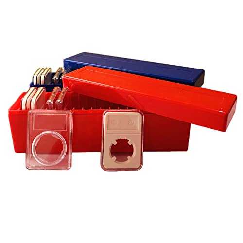 Ettonsun Caixa de armazenamento de moedas de plástico para 20 suportes de moedas de laje para PCGS NGC PCCB PMGab, Vermelho e preto, Coleta de moedas