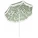 Outsunny Sombrilla de Playa con Flecos Ø180 cm, Sombrilla de Terraza Exterior con Altura Ajustable, Inclinación, Anclaje Arena y Bolsa de Transporte, UPF30+, Estampado de Hojas, Verde