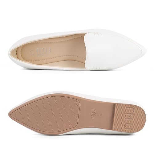 Image of MUSSHOE Pointed Toe Flats for Women, Comfortable Business Casual Work Shoes, Slip On Loafers with Arch Support, Office Walking Flats for All Day Standing