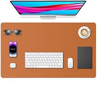 Yuwiiuuo Leather Desk Pad Protector, Office Desk Mat, Large Mouse Pad, Non-Slip PU Leather Desk Blotter, Waterproof Computer Desk Writing Pad for Office and Home (Brown, 23.6" x 13.7")