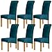 ele ELEOPTION Lot de 6 housses de chaise en velours stretch pour salle à manger, hôtel, banquet (sans chaises) Vert paon