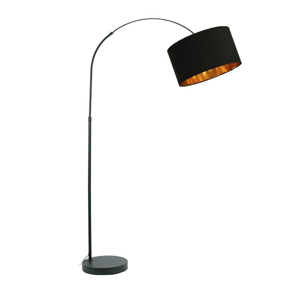Louis Black Arched Curved Floor Lamp - Black and Gold Inner Shade - LED Bulb