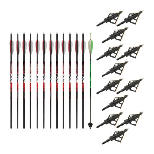 Killer Instinct Crossbows Hypr 20-inch Crossbow Bolts (6-Pack) Bundle with Decocking Bolt and Broadhead (3-Pack) (7 Items)