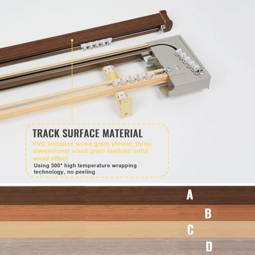 Heavy-Duty Wall Mount Double Curtain Rods, 250cm Room Divider Track with Rollers & Installation Hardware, Durable Curtain Rails for Home Decor (Color: C)